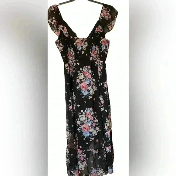NWT Lily Rose  junior’s Floral Ruffle V neck Faux-Wrap  Hi-Lo Midi Dress Sz XXL - Picture 7 of 11